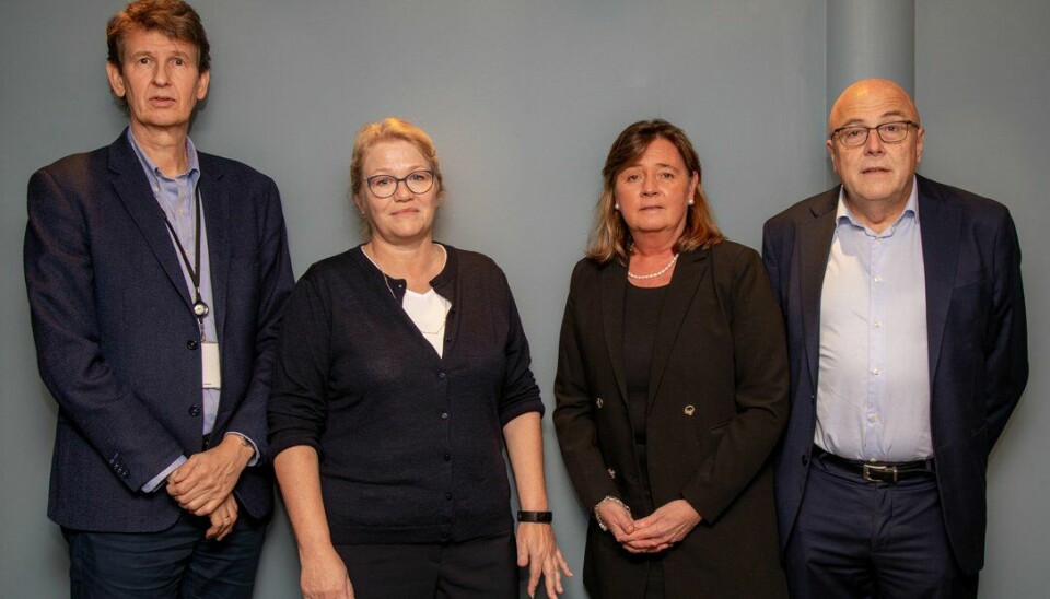 Det er de fire administrerende direktørene i de regionale helseforetakene i Norge som sammen utgjør Beslutningsforum. Fra venstre står Terje Rootwelt, administrerende direktør i Helse Sør-Øst, Inger Cathrine Bryne, leder av Beslutningsforum for nye metoder og administrerende direktør i Helse Vest, Cecilie Daae, administrerende direktør i Helse Nord og Stig A. Slørdahl administrerende direktør i Helse Midt.