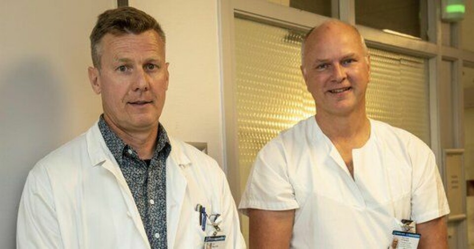 Professorene på Drammen Sykehus: Lars Heggelund (tv)  og Odd Terje Brustugun.