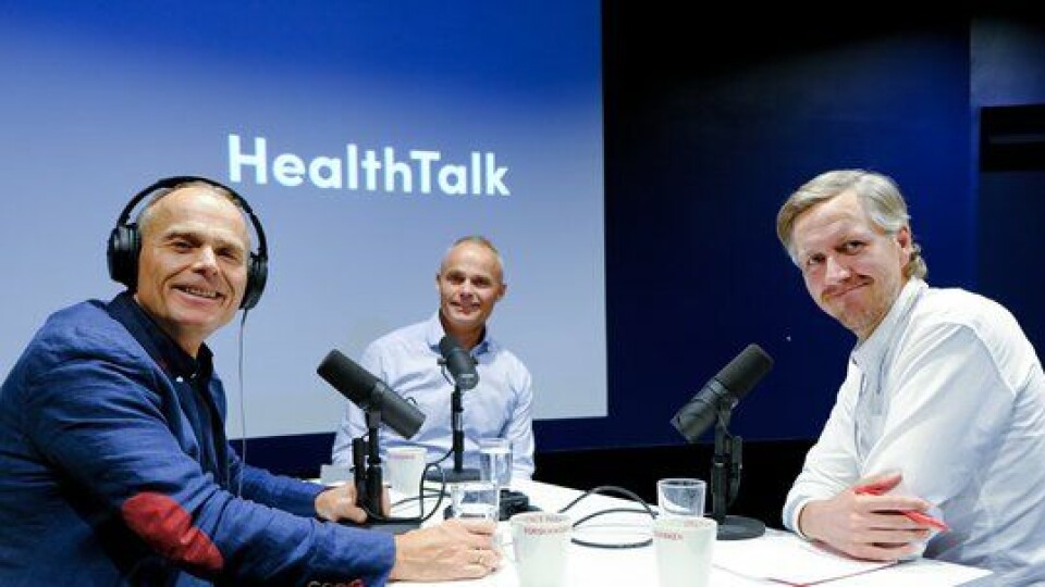 Fra Venstre: Hans Anderssen (Ansvarlig redaktør i HealthTalk) og Kjeld Anderssen (Kommersiell direktør HealthTalk) med Nicolai Skarsgård (Daglig leder i Hjemmelegene) i studio på Forskningsparken.