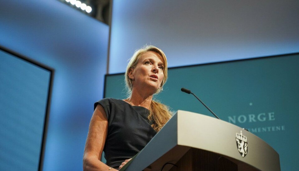 Line Vold, her under en pressekonferanse om koronasituasjonen.