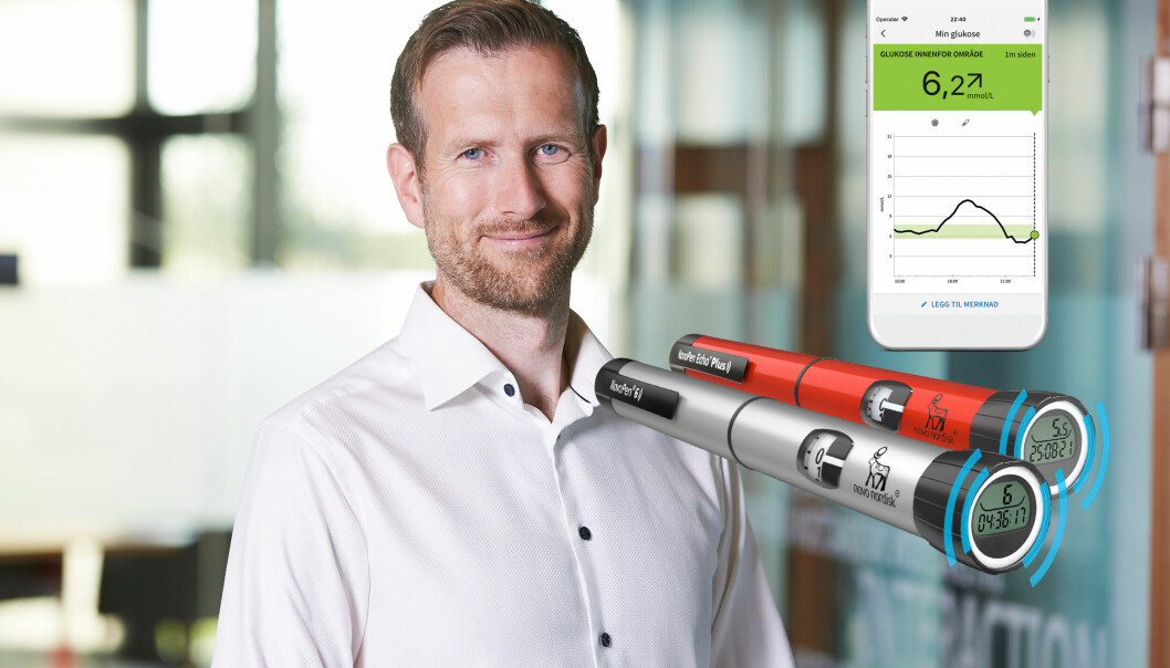 Smarte insulinpenner fra Novo Nordisk kan nå kommunisere med en mobilapp utviklet av Abbott, forteller Rune Hoel Andersen, direktør for diabetesenheten i Novo Nordisk Norge