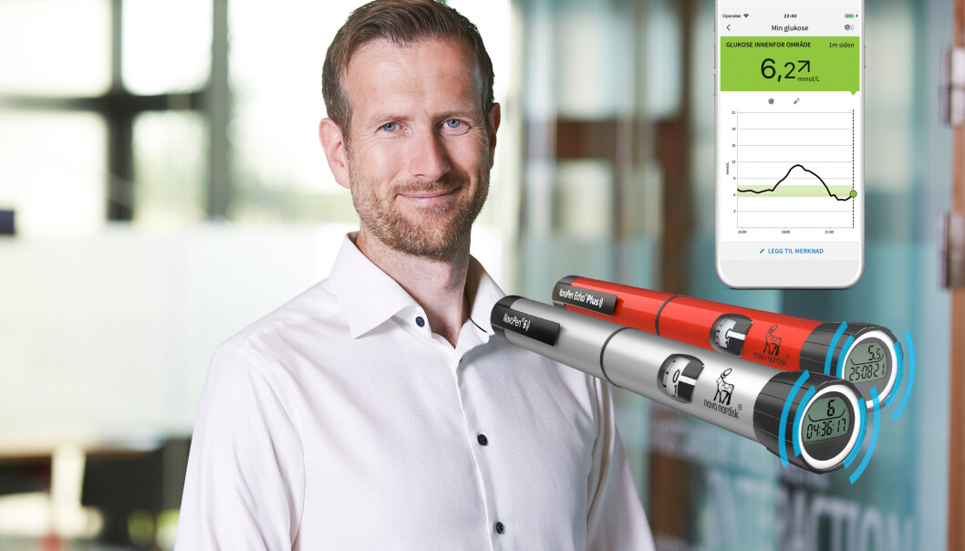 Smarte insulinpenner fra Novo Nordisk kan nå kommunisere med en mobilapp utviklet av Abbott, forteller Rune Hoel Andersen, direktør for diabetesenheten i Novo Nordisk Norge Smarte insulinpenner fra Novo Nordisk kan nå kommunisere med en mobilapp utviklet av Abbott, forteller Rune Hoel Andersen, direktør for diabetesenheten i Novo Nordisk Norge