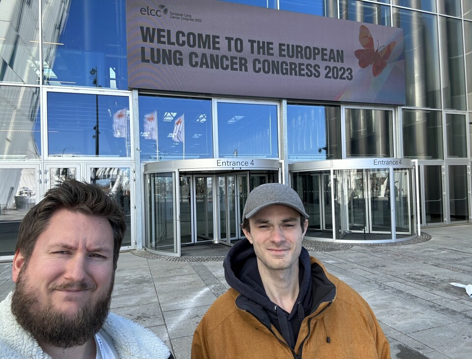Journalist Lars Brock Nilsen(t.v) og videofotograf Adrian Walle dekker ELCC-kongressen fra København.