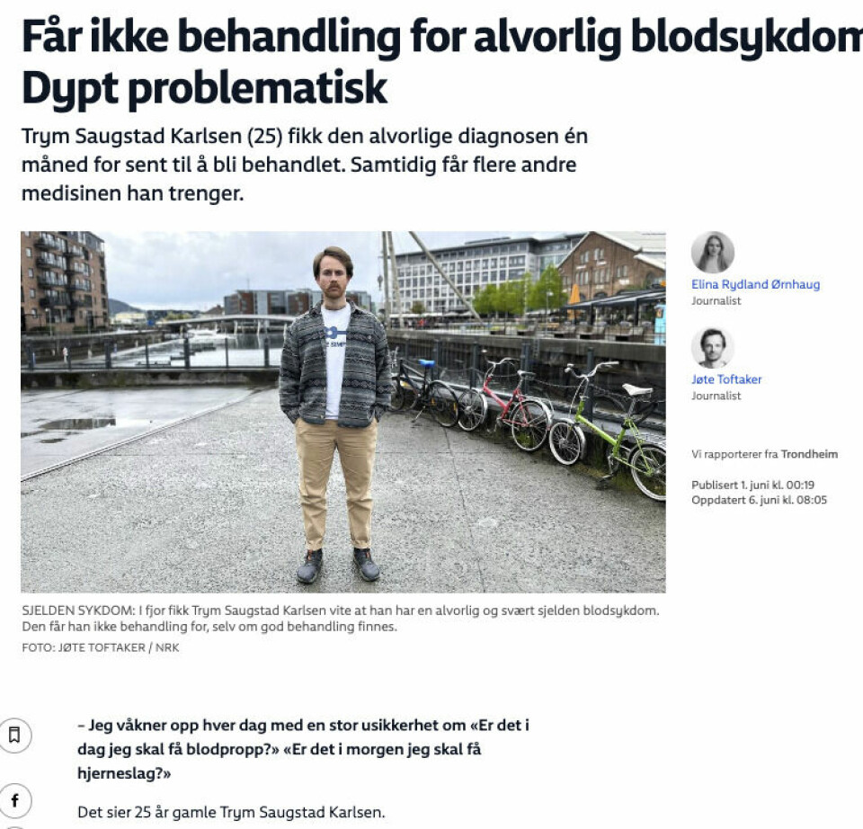Trym Saugstad Karlsen i NRK.no-artikkelen