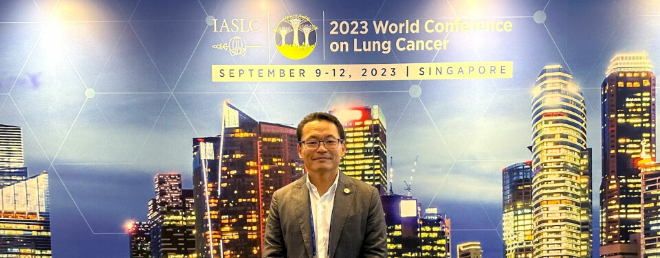 Onkolog Bjørn Henning Grønberg er positiv til nye Tecentriq/cellegift-data for pasienter med småcellet lungekreft. Her avbildet under WCLC-kongressen i Singapore.