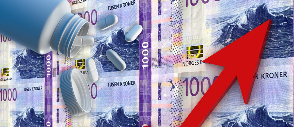PEKER OPPOVER: Totalsalget av legemidler i Norge økte i 2023 med nesten ni milliarder kroner.