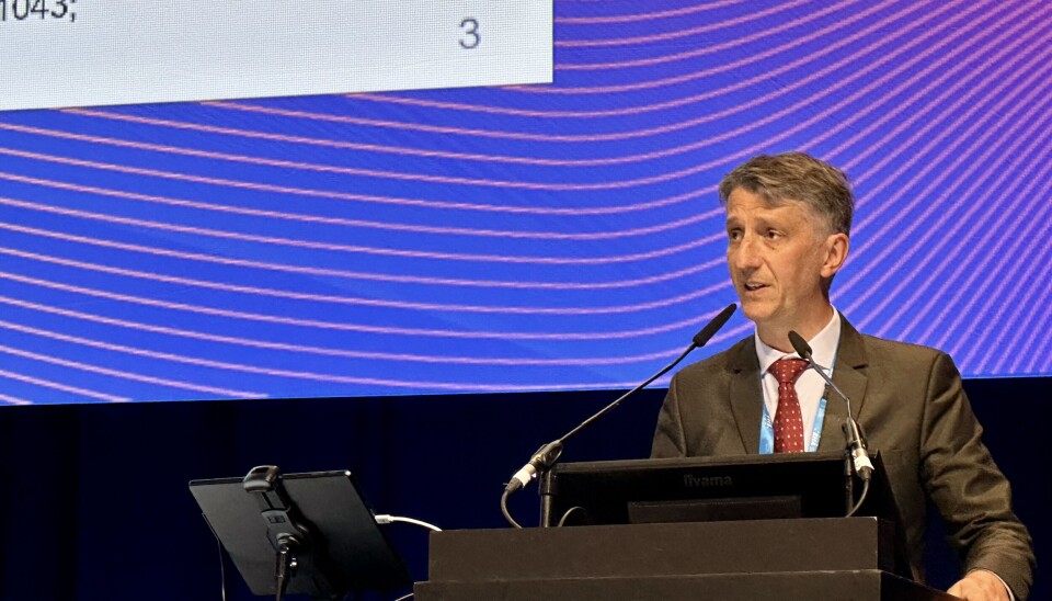 Førsteforfatter Paolo Ghia under presentasjonen på EHA 2024.