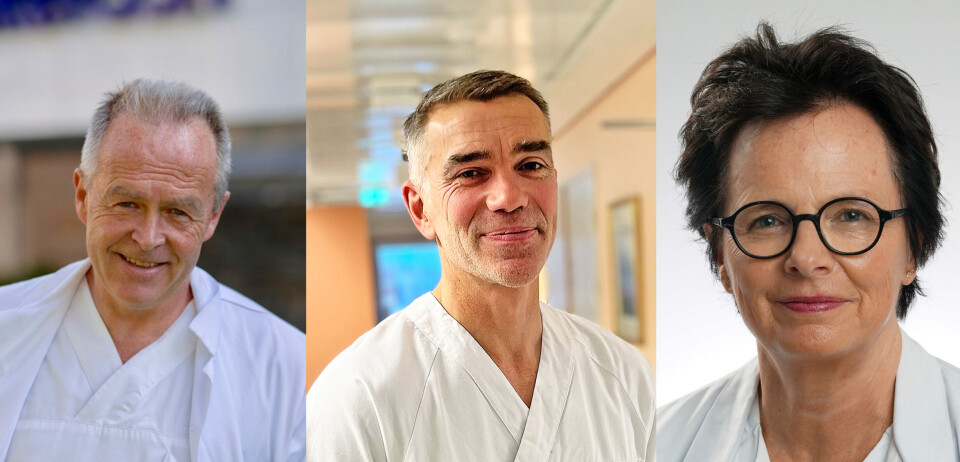 NYTT VERKTØY: Fra venstre: Overlegene Øystein Fluge (Haukeland), Martin Maisenhölder (Universitetssykehuset i Nord-Norge) og Unn-Merete Fagerli (St. Olavs) er spente på å ta i bruk CAR-T-celleterapi ved sine sykehus.