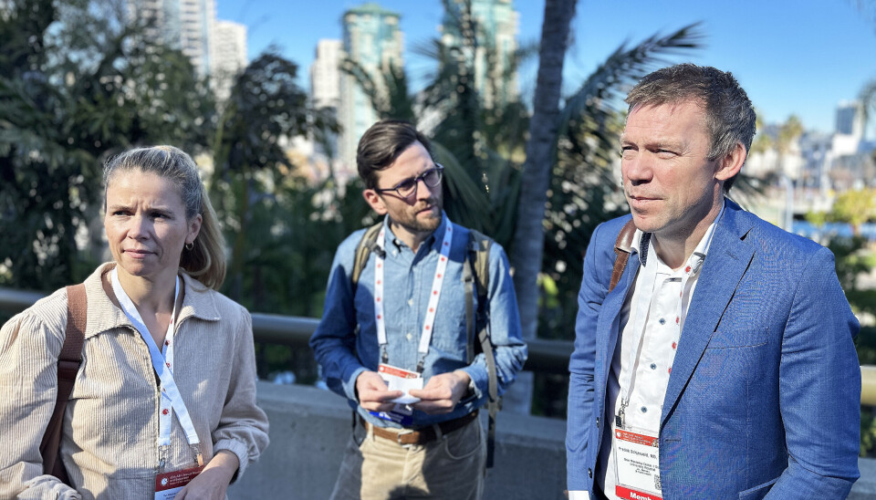 Frida Bugge Askeland, Thorstein Boxaspen og Fredrik Schjesvold, alle fra Oslo Myelomatosesenter, på ASH-kongressen i San Diego i 2024.