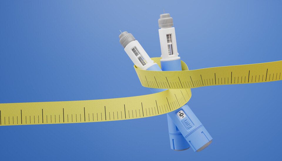 IKKE BRA NOK: Novos nye slankemedisin leverte godt - men ikke godt nok - og nå faller børsverdien til selskapet som en stein. Illustrasjon av fedmemedisin