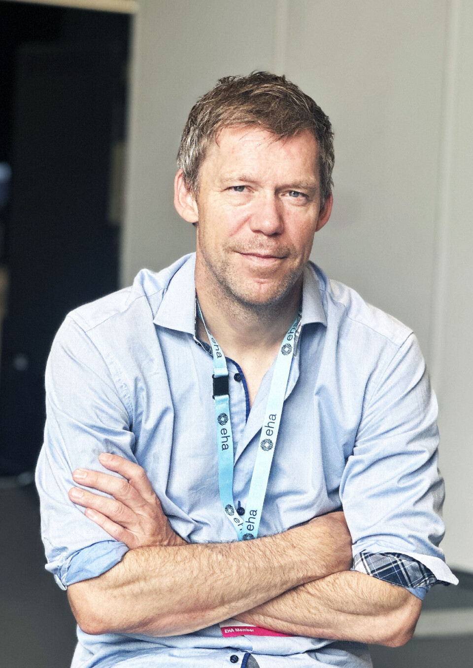 Fredrik Schjesvold, leder for Oslo Myelomatosesenter, avbildet på EHA-kongressen i Milano i 2025.