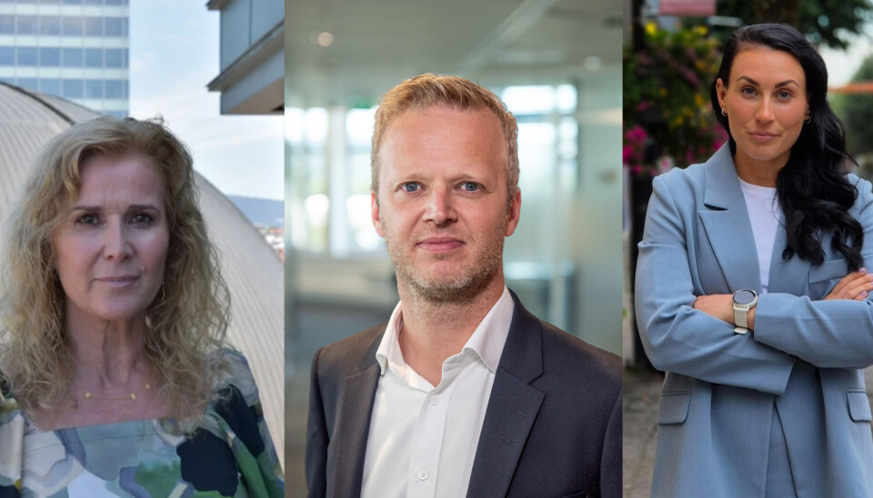 KRITISKE: Fra venstre: Karita Bekkemellem (NHO Geneo), Leif Rune Skymoen (LMI) og Marte Øien (Endometrioseforeningen) er alle kritiske til statsbudsjettet for 2026.