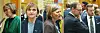 KRITISKE TIL SYKEHUSBUDSJETTET: Fra venstre Kjersti Toppe (Sp), FFOs generalsekretær Lilly Ann Elvestad, Legeforeningens president Anne-Karin Rime, Erlend Svardal Bøe (H) og Kristian August Eilertsen (FrP). De mener budsjettet gir for lite rom til å øke behandlingskapasiteten.